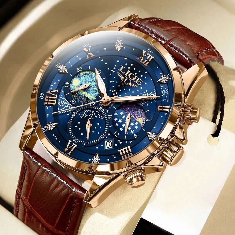 Montre Élégante avec Phase Lunaire