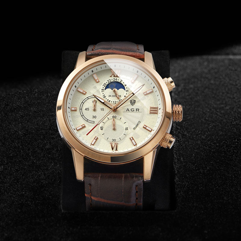 Montre de Luxe en Cuir avec Mouvement à Quartz