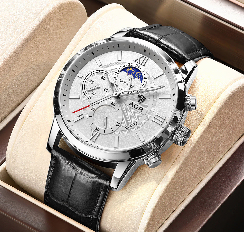 Montre de Luxe en Cuir avec Mouvement à Quartz