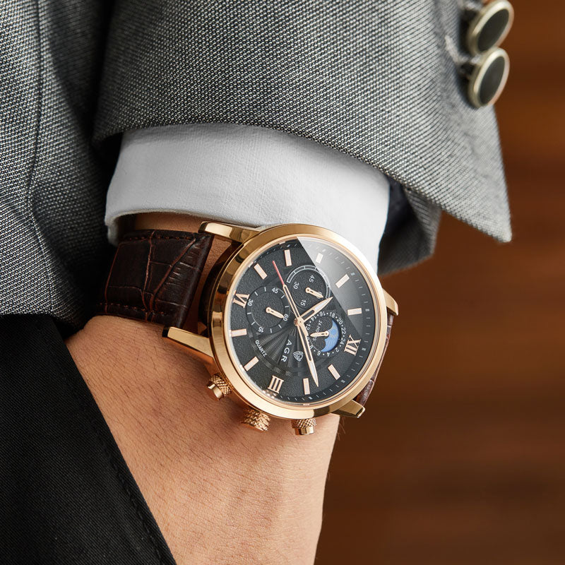 Montre de Luxe en Cuir avec Mouvement à Quartz