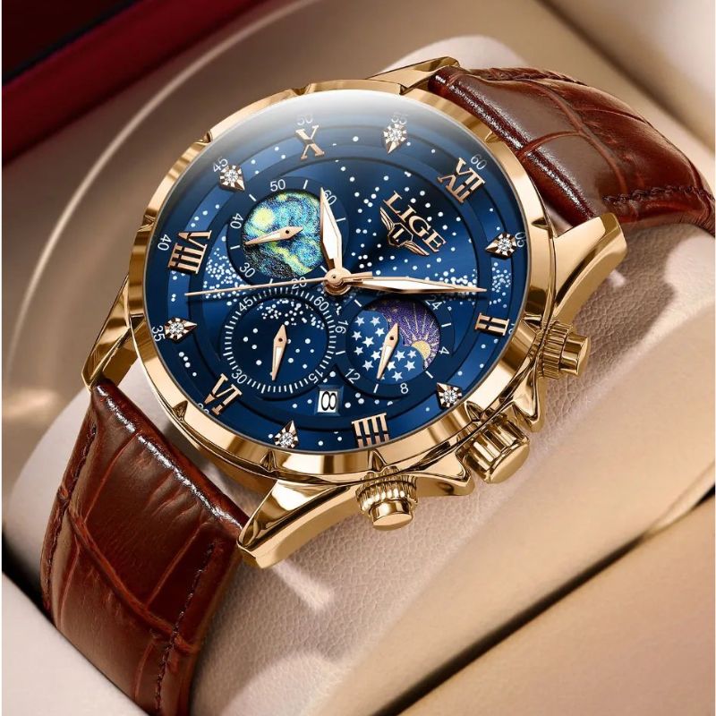 Montre Élégante avec Phase Lunaire