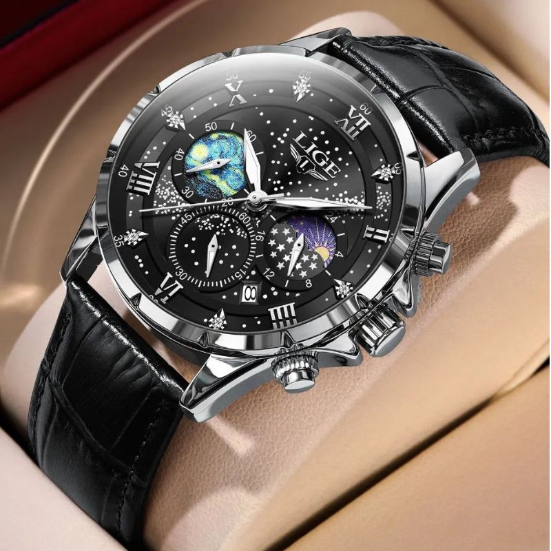 Montre Élégante avec Phase Lunaire