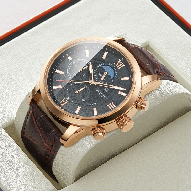 Montre de Luxe en Cuir avec Mouvement à Quartz