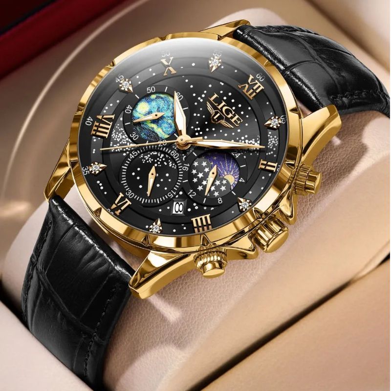 Montre Élégante avec Phase Lunaire