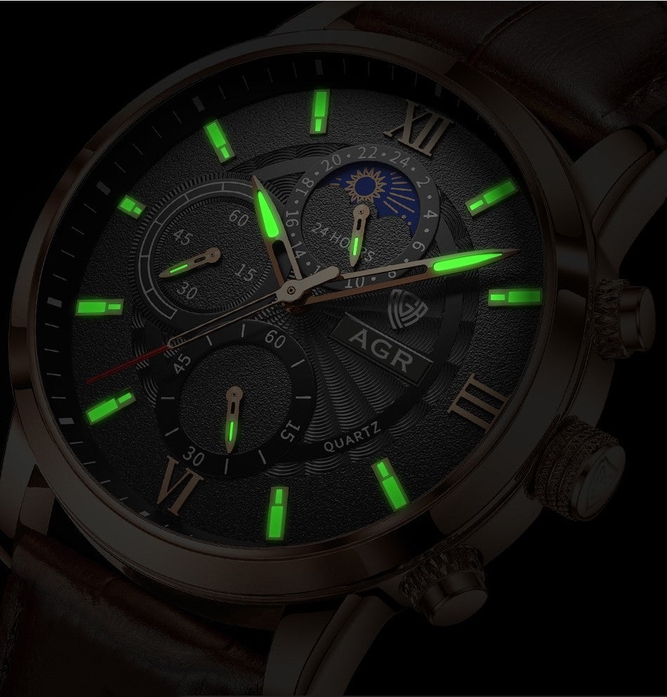 Montre de Luxe en Cuir avec Mouvement à Quartz