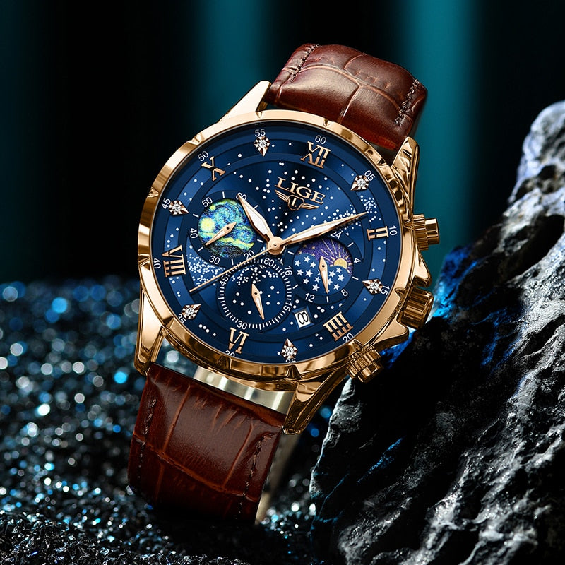 Montre Élégante avec Phase Lunaire