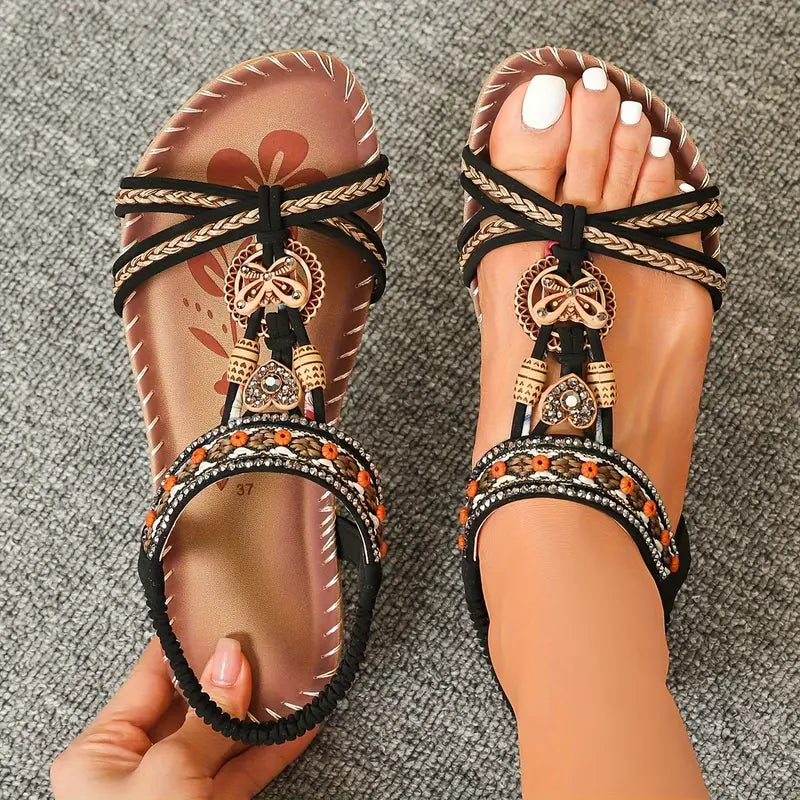 Fexo™ | Sandales Orthopédiques Élégantes à Motif de Papillon en Strass