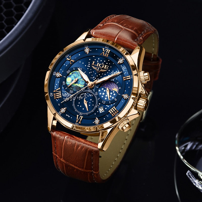 Montre Élégante avec Phase Lunaire
