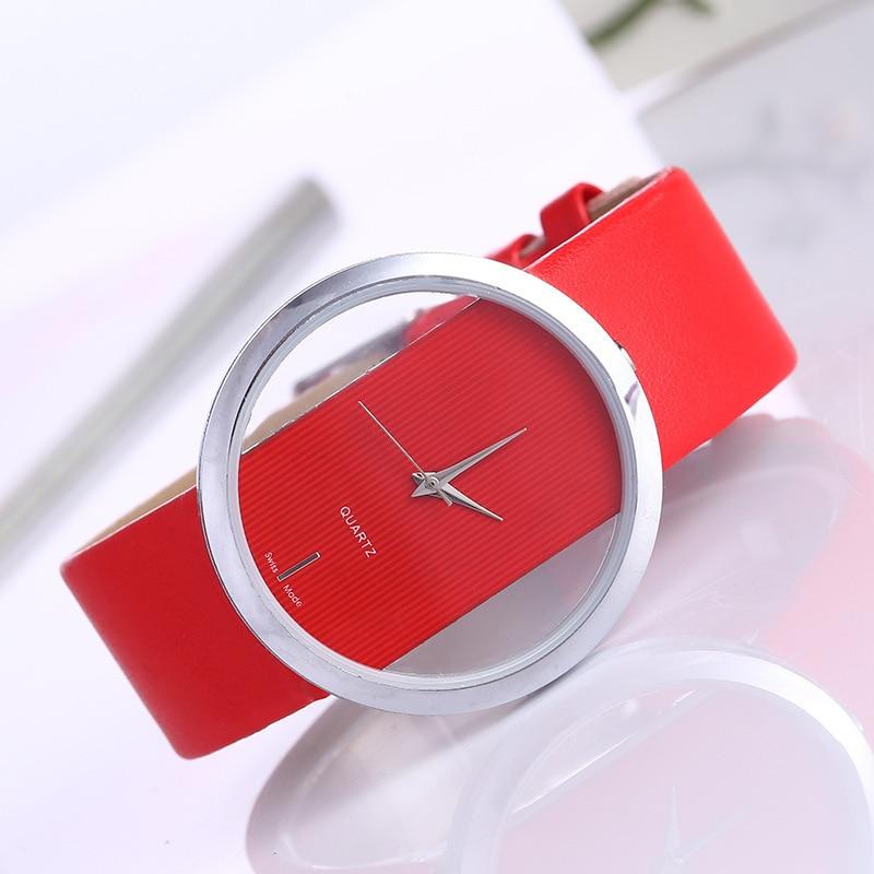 Montre à Quartz avec Boîtier Transparent et Élégant