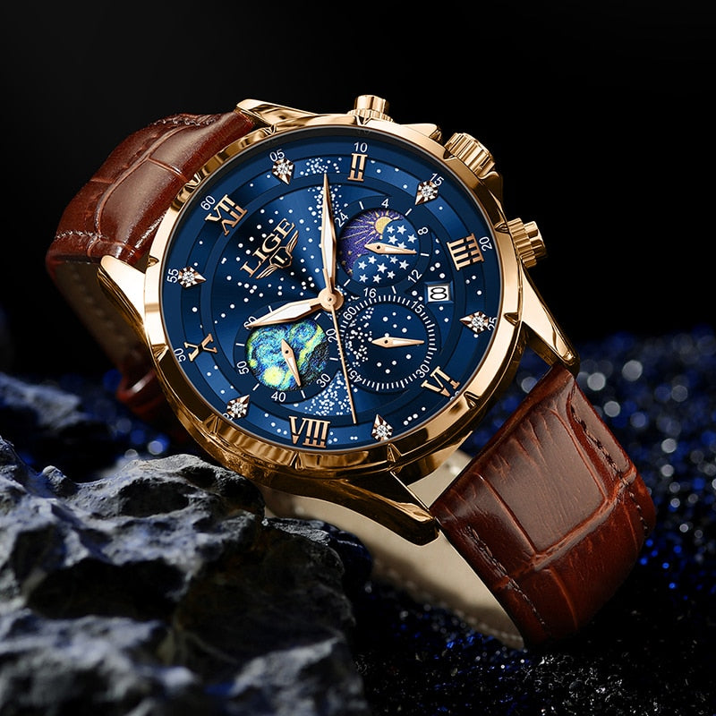 Montre Élégante avec Phase Lunaire
