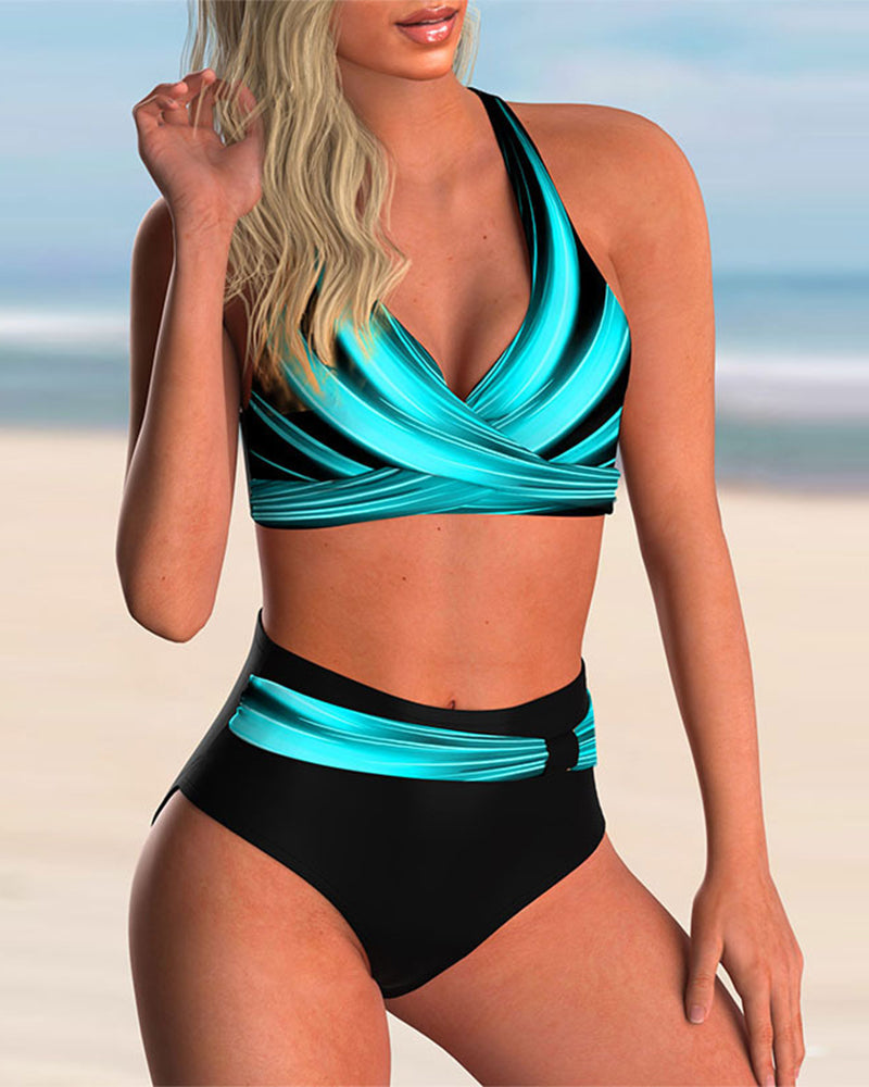 Liliana - Ensemble de bikini avec décolleté croisé et imprimé