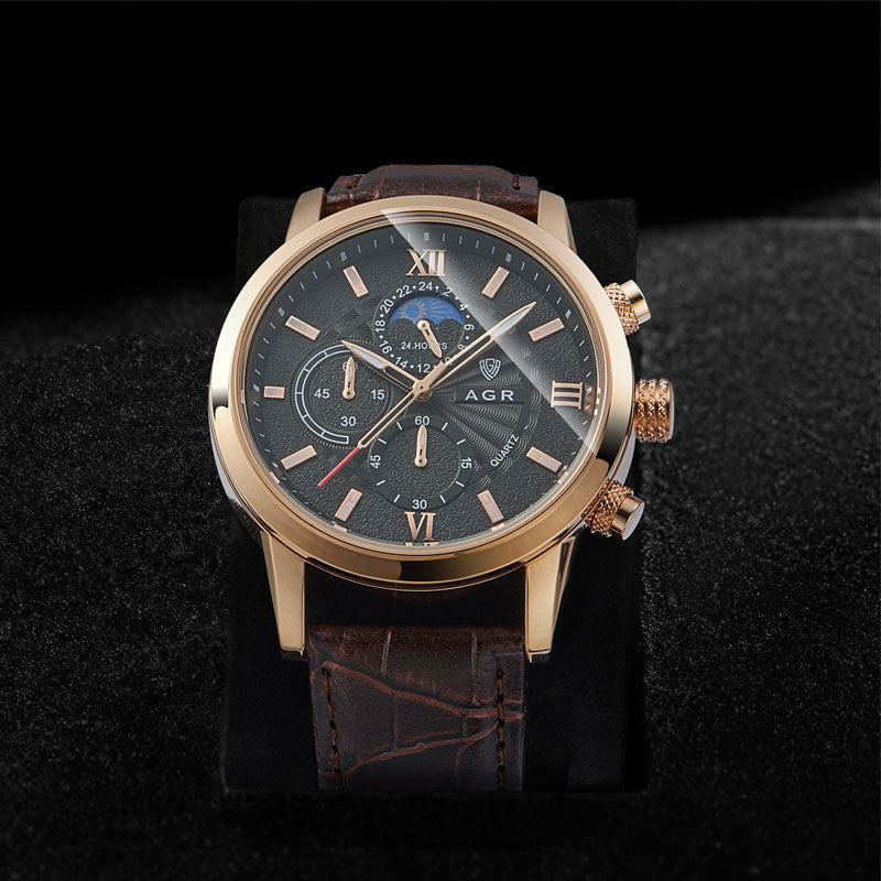 Montre de Luxe en Cuir avec Mouvement à Quartz