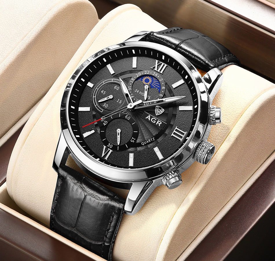 Montre de Luxe en Cuir avec Mouvement à Quartz