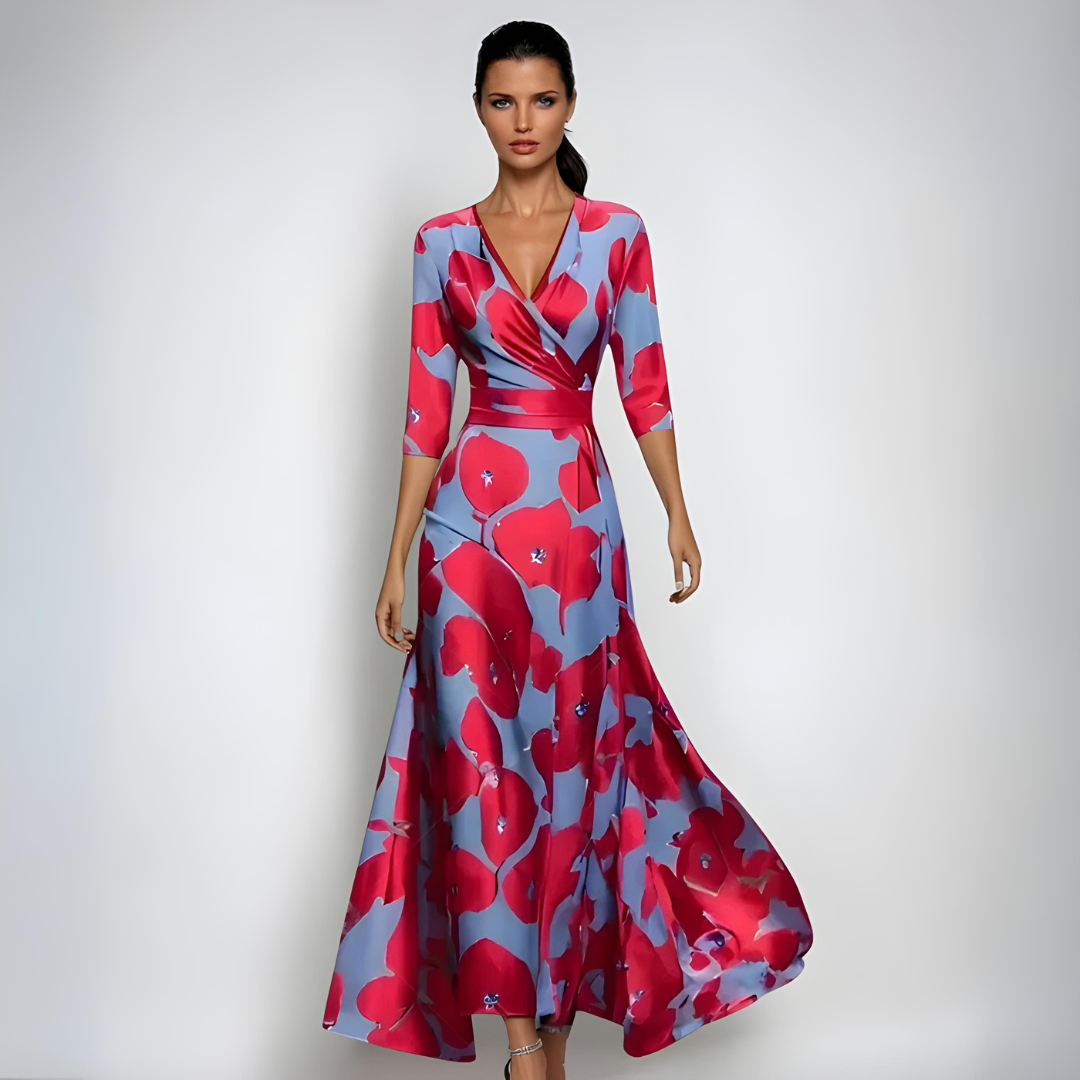 Janoa™ | Robe Maxi à Enveloppe Élégante Fleurie