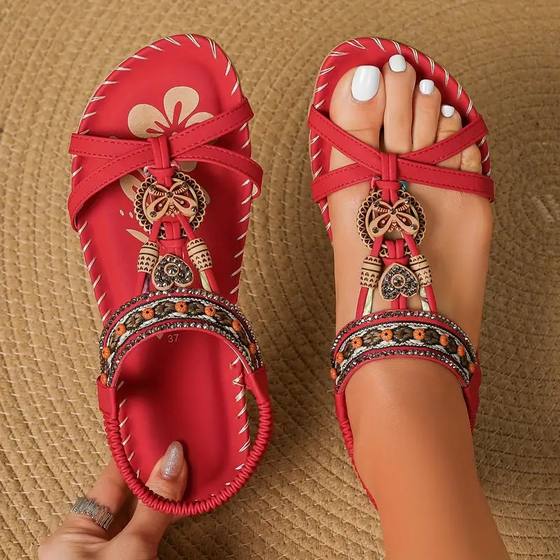 Fexo™ | Sandales Orthopédiques Élégantes à Motif de Papillon en Strass