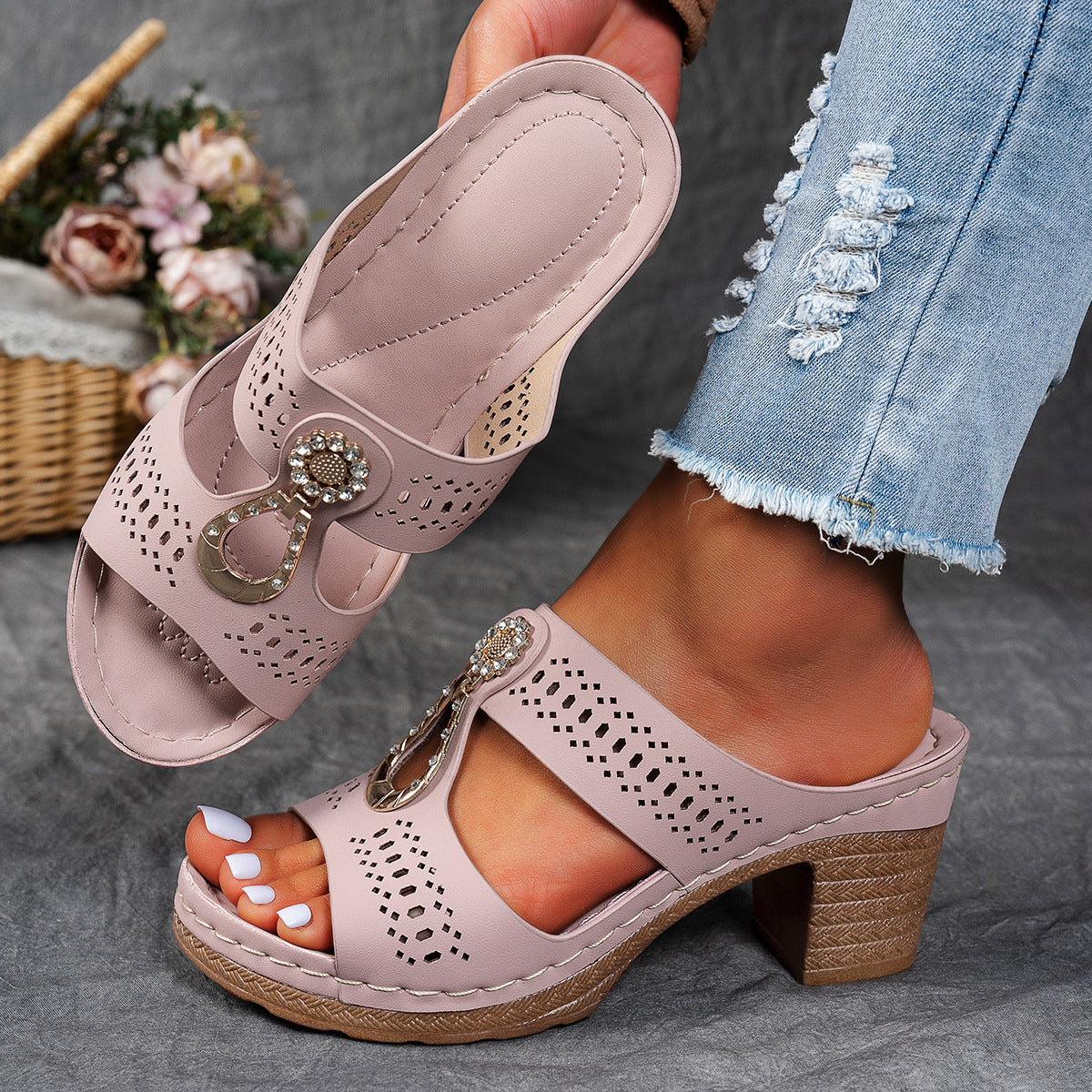 Levia™ | Sandales à talons ornées de strass orthopédiques