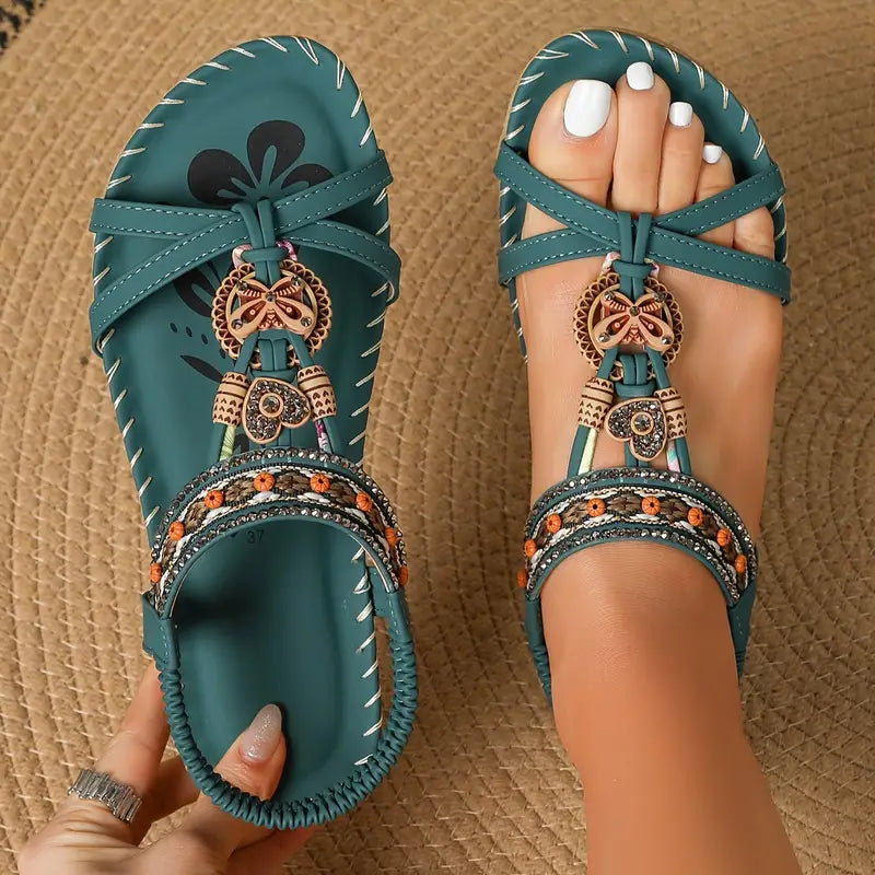 Fexo™ | Sandales Orthopédiques Élégantes à Motif de Papillon en Strass