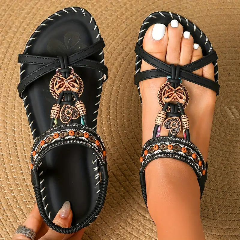 Fexo™ | Sandales Orthopédiques Élégantes à Motif de Papillon en Strass