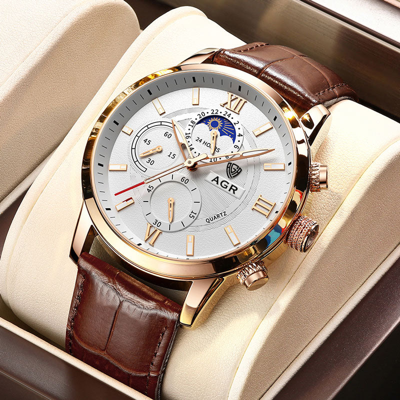 Montre de Luxe en Cuir avec Mouvement à Quartz