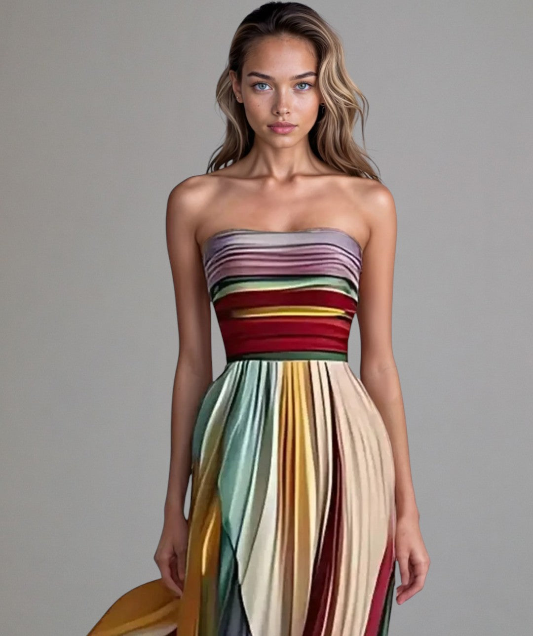 Elinas™ | Robe Sans Manches Colorée Énergique et Élégante