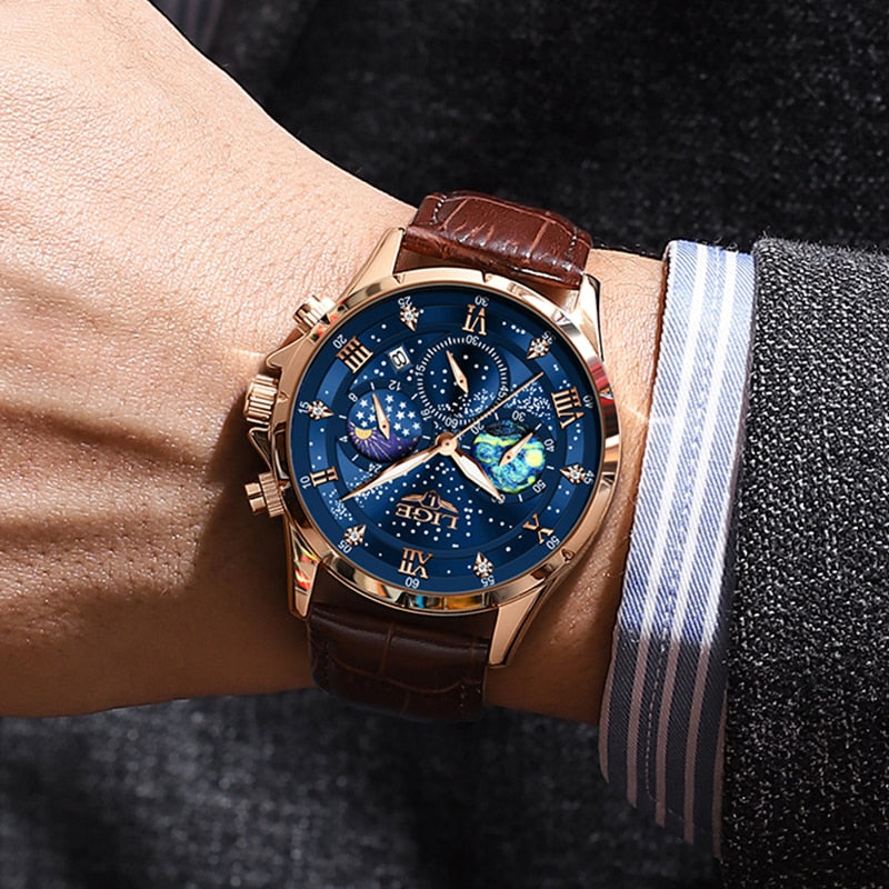 Montre Élégante avec Phase Lunaire